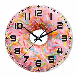 NOMEDOGYIM Donuts Wall Clock Single Pink Ones Battery Powered Wall Clock Silent Non Ticking 10 Inch for Living Room, Kitchen, Home,Bathroom, Bedroom