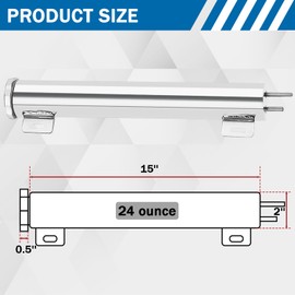 Radiator Coolant Overflow Puke Tank, 2"x15" Polished Coolant Reservoir Tank Universal Stainless Steel Radiator Overflow Tank 24 OZ