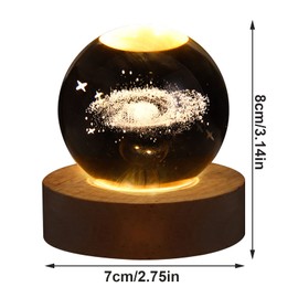 3D Crystal Ball Nightlight Decolamp Solar System Model Decor Science Astronomy Universe Cool Desk Present Space Gifts Decor, Moon