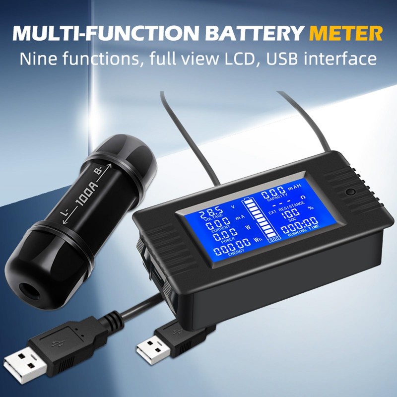 DC 8-120V 0-100A Battery Monitor Digital Current Voltage Power Energy