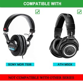 JECOBB Replacement Earpads for Audio-Technica ATH M50X M40X M30X M20X Professional Studio Monitor Headphones with Protein Leather & Memory Foam Ear Cushions (Black/Hole)