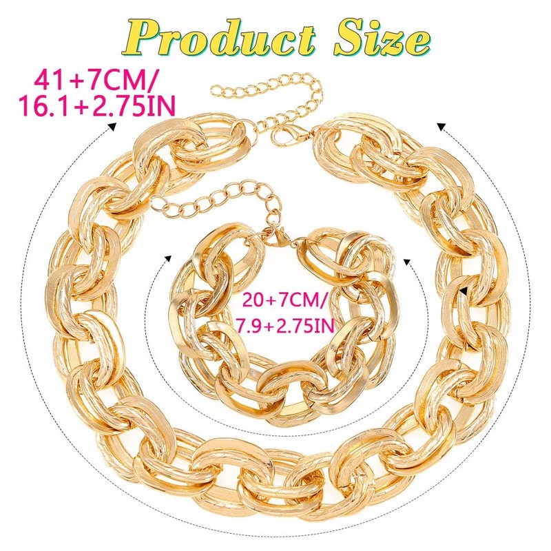 ACEDRE Gold Chain Jewelry Set Chunky Necklace Bracelet Sets for