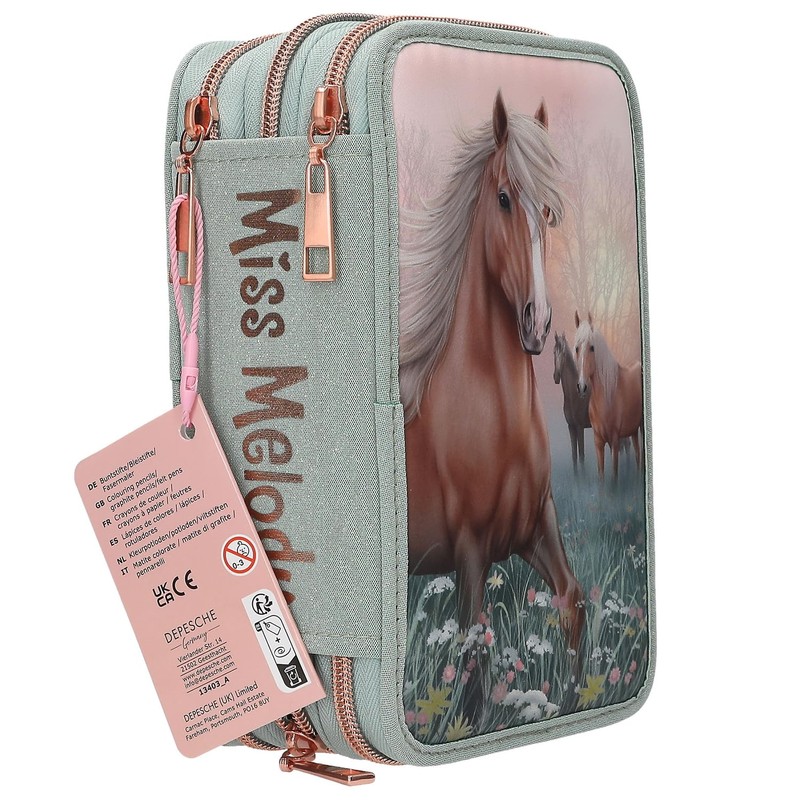 Depesche 13403 Miss Melody Romantic Fields - Filled 3-Compartment Pencil