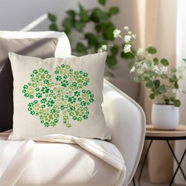 QIONG MENG St Patricks Day Pillow Covers 18x18 Inch Shamrock Dog Paws Throw Pillowcase Happy St. Patrick's Day Cushion Case for Home Sofa Living Room Decor