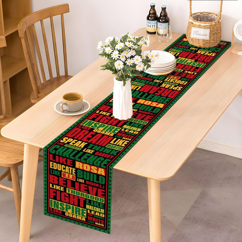 Black History Month Table Runner Juneteenth Afro African American Decoration