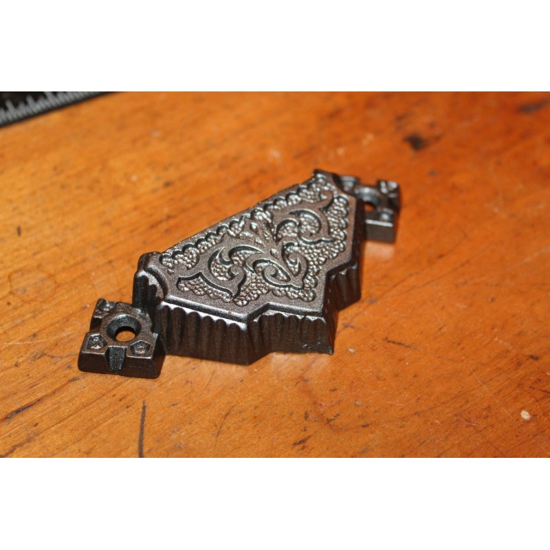 Restored Ornate Antique Victorian Cast Iron Bin Apothecary Cupboard Pull