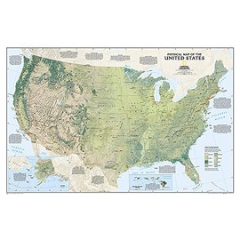 National Geographic: United States Physical Wall Map - Laminated (38.25 x 25.25 inches) (National Geographic Reference Map)