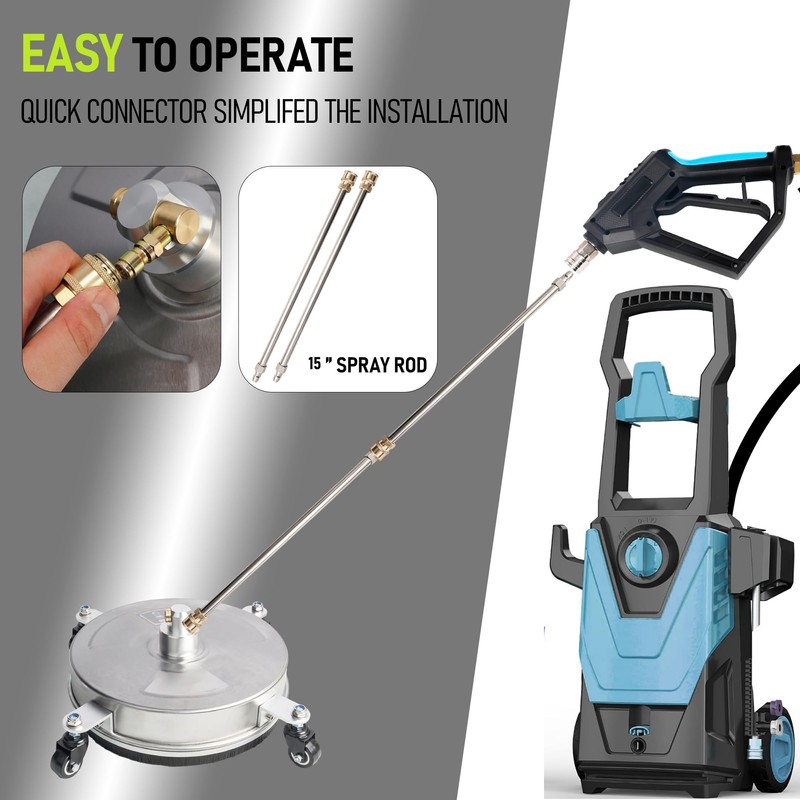 Hourleey 16" Pressure Washer Surface Cleaner, Stainless Steel Surface Cleaner