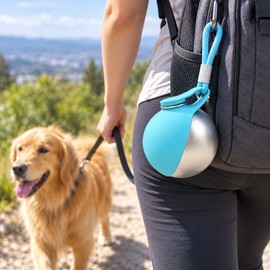 Portable Pet Water Bottle for Walks & Travel – 304 Stainless Steel Cup with Silicone Bowl for Dogs & Cats