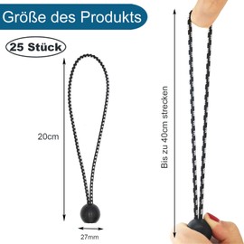 JunGG Elastic Bands with Ball Black White (25, 20 cm)