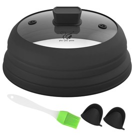 Microwave Splatter Cover Microwave Cover for Food 11.8 Inch Collapsible Glass Microwave Cover with Handle Silicone Microwave Splatter Cover for Home Kitchen (Grey)