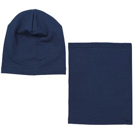 TupTam Children's Beanie Hat Tube Scarf Set Transitional Period, darkblue