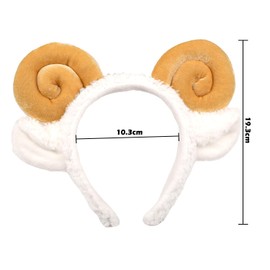 Bohue 2Pcs Sheep Headband Sheep Horn Hairband with Ear Lamb Hair Hoop Cute Animal Headwear Animal Costume Accessories for Christmas Birthday Cosplay