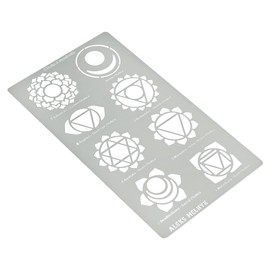 Aleks Melnyk No.415 Metal Stencil, Chakras, Mandala, Yoga, Symbols for Meditation, Om, Sacred Geometry, Template for Wood Burning, Pyrography Engraving, Bookmark, Crafts, Art, DIY
