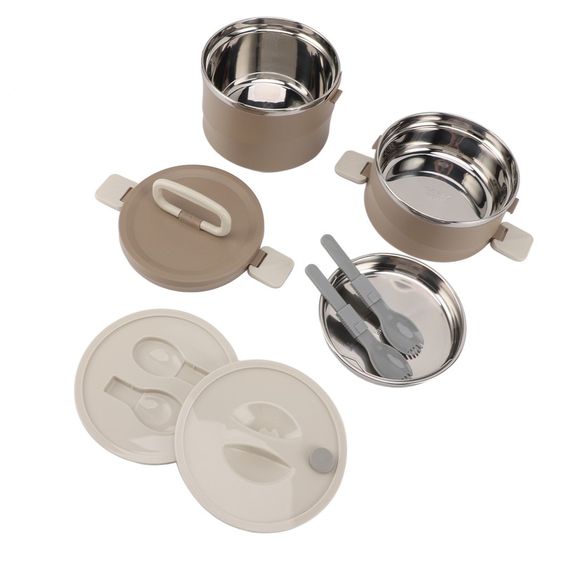 Insulated Food Container 304 Stainless Steel PP Stackable Portable Round