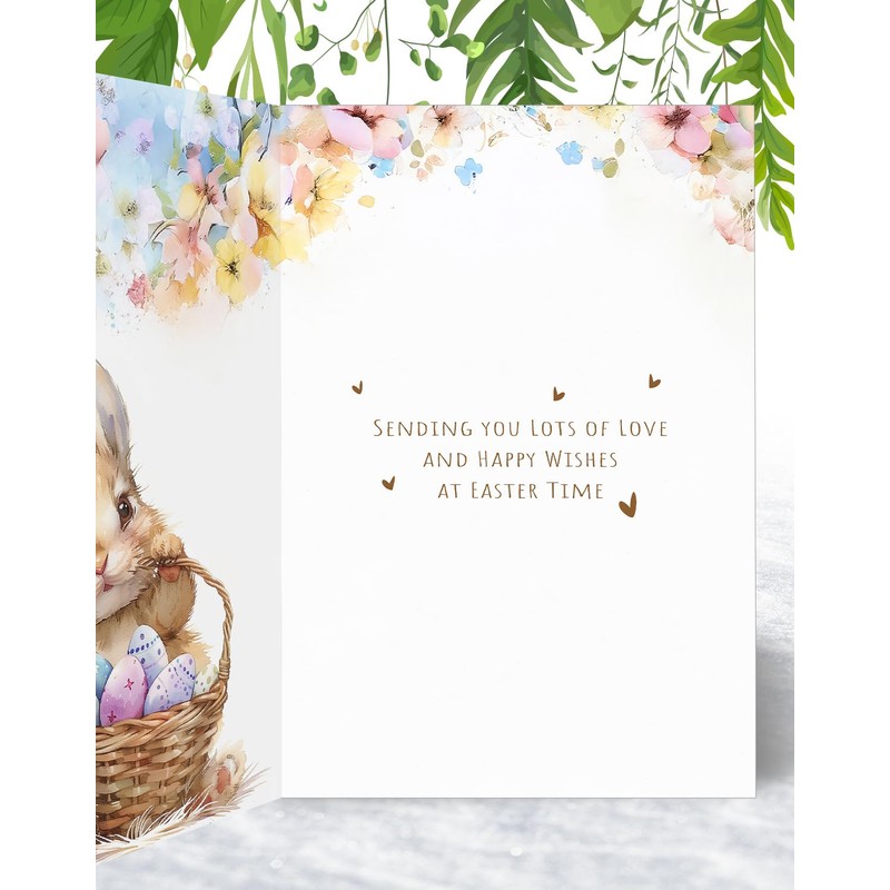Great Granddaughter Easter Card - Bunny with Easter Eggs Design