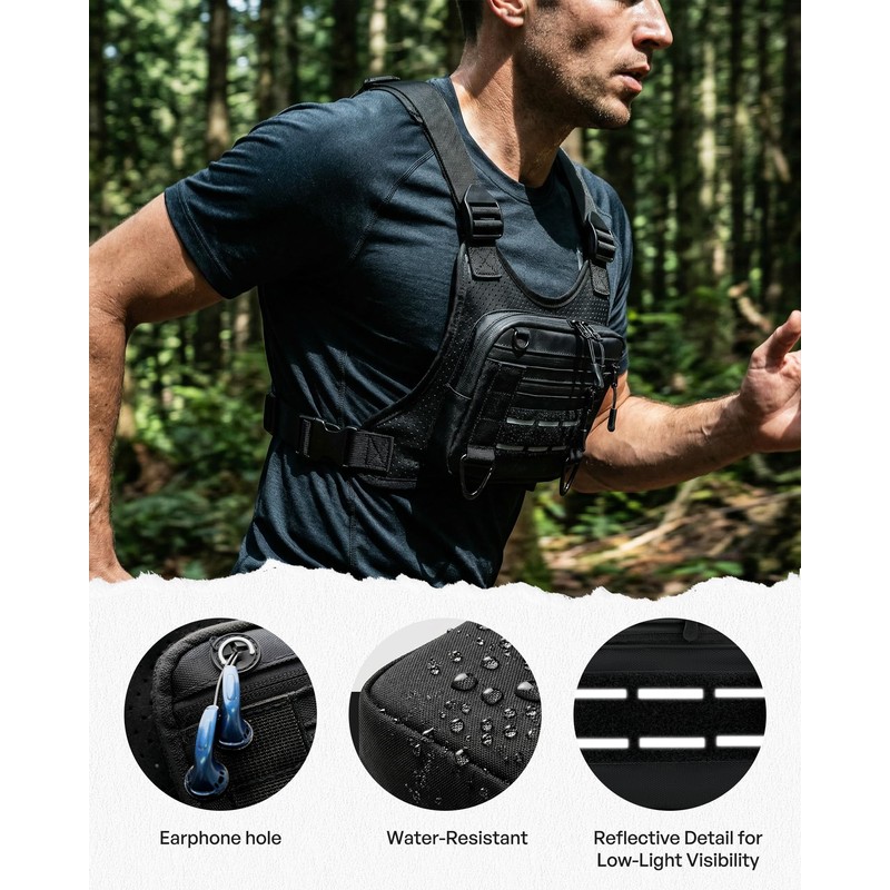 Sports Chest Bag for Men, Lightweight Water-Resistant Running Chest Pack