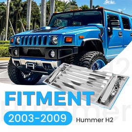 ECOTRIC Chrome Hood Deck Vent Panel Compatible with 2003-2009 Hummer H2 w/Hood Handle Cover Trim