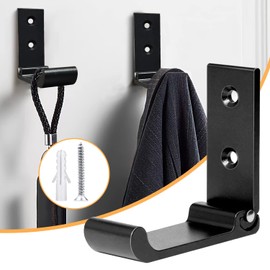 La Llareta Coat Hooks Wall Mounted, 4 Pieces Foldable Wall Hook, Aluminum Alloy Wall Hook, Headset Wall Hanger, with Screws, Obtuse Angle Design Wall Hooks for Bags Jacket Towel (Black)