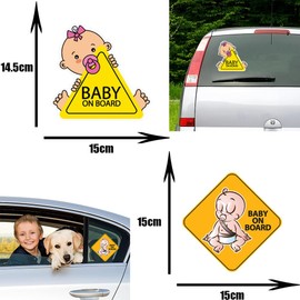 Baby on Board Car Warning Signs, Baby on Board Sign for Car, 2 Pieces Baby Sticker, Car Window, Reusable Baby on Board Sticker
