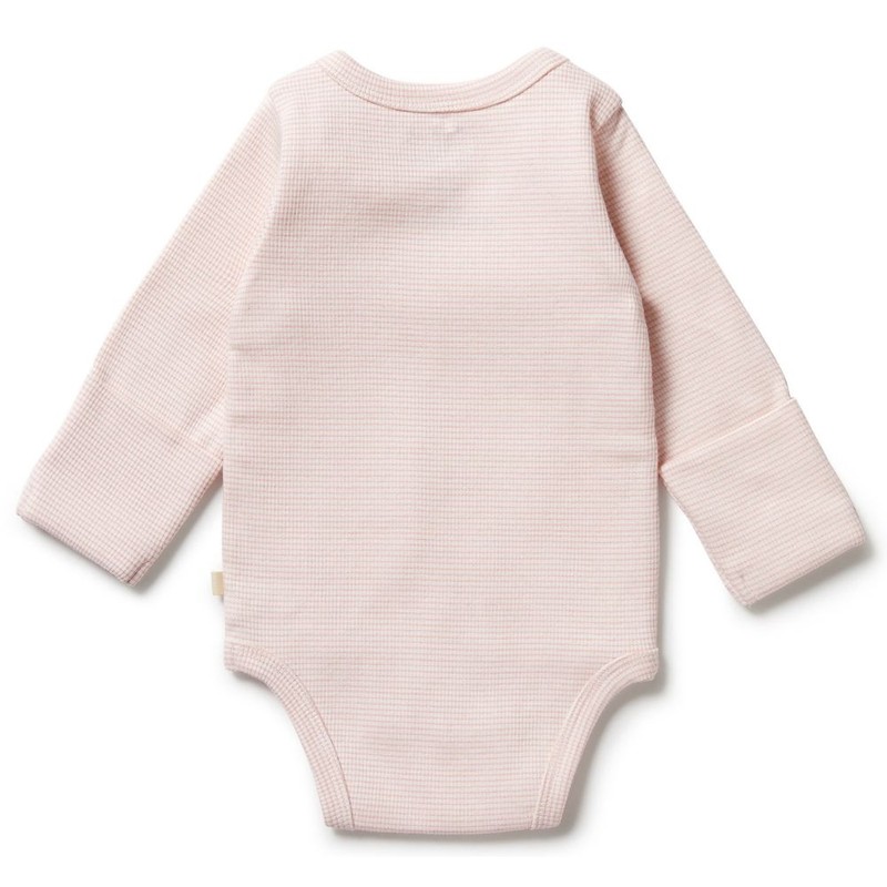 Wilson & Frenchy Organic Stripe Rib Wrap Bodysuit - Cantaloupe,