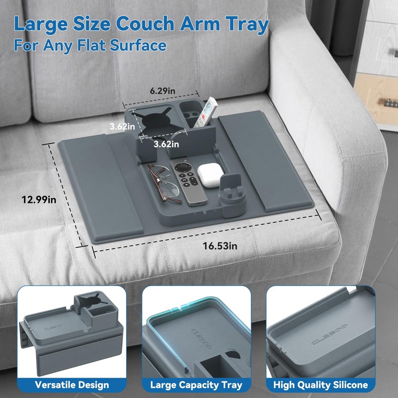 Couch Arm Cup Holder CLESOO Couch Arm Tray Anti-Slip Couch