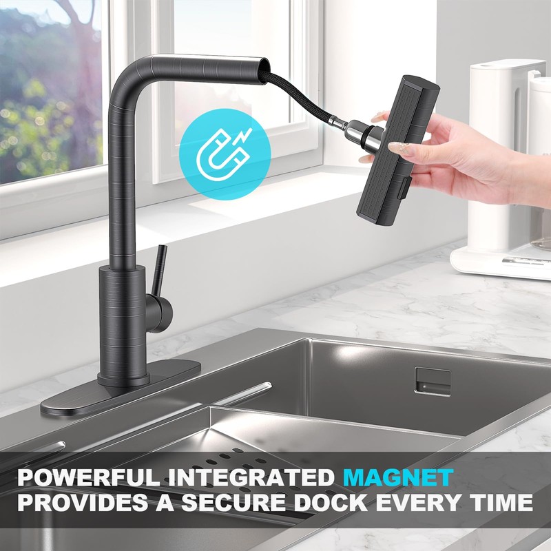 AVSIILE Single Hole Kitchen Faucets with Pull Down Sprayer, Single