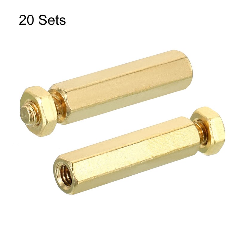 PATIKIL 25mm+6mm M4 Standoff Screws, 40 Pack Brass Hex PCB