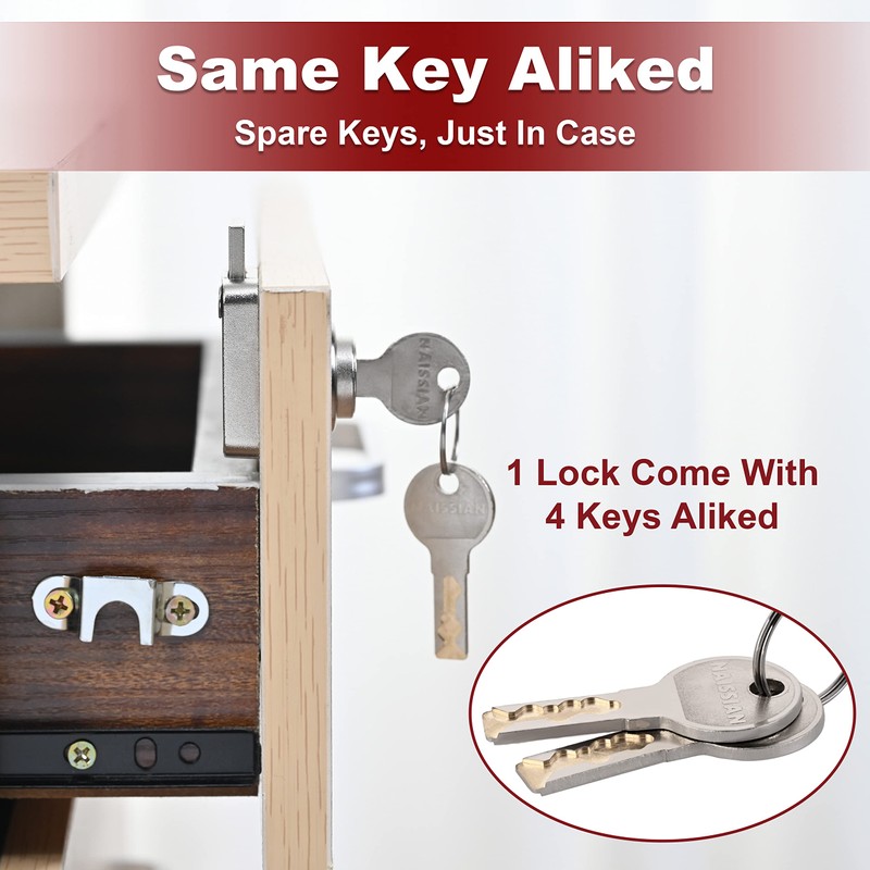 Naissian Cabinet Locks with Keys, Home Desk Lock for Drawer