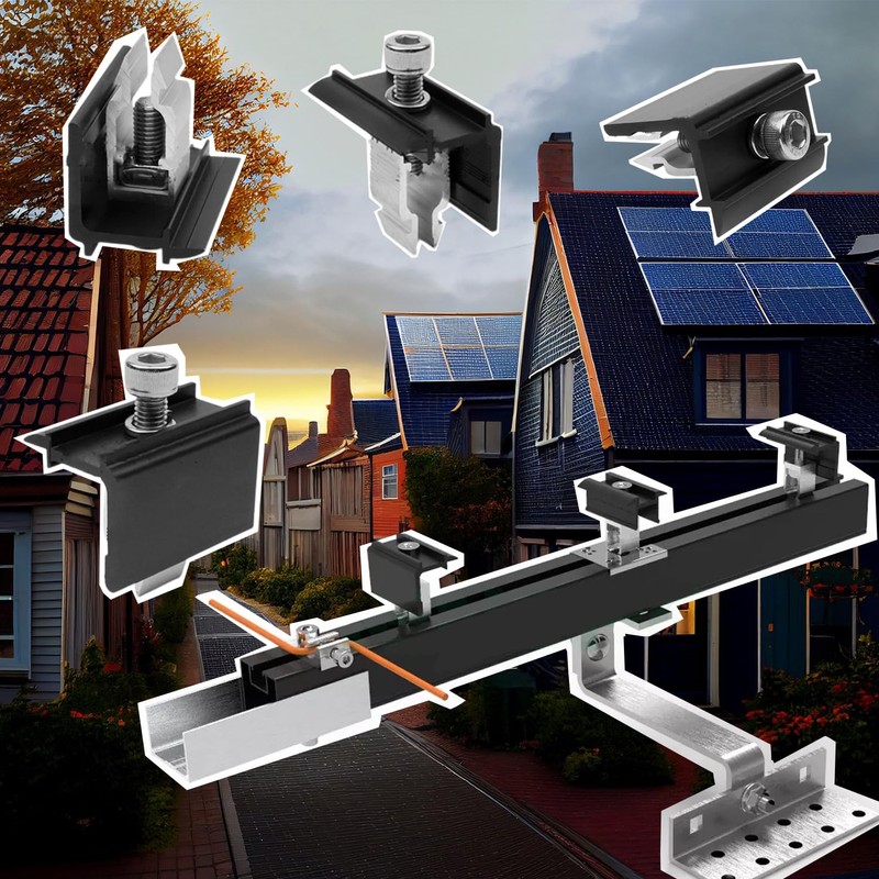 PARTSEE Mounting Solar Panel Bracket End Clamp Centre Clamps Adjustable,