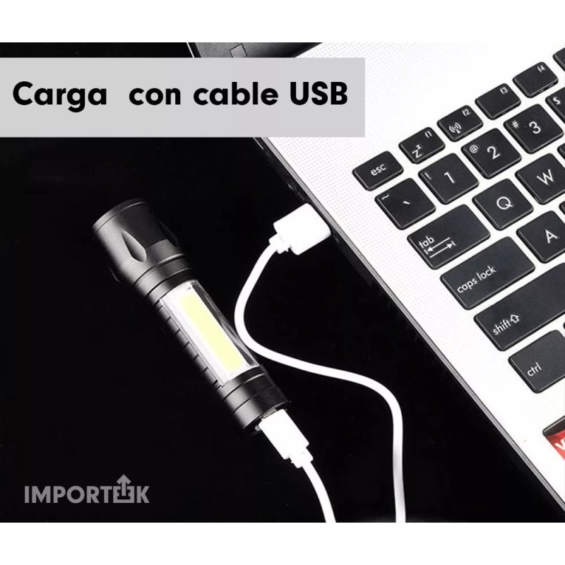 Importeek 5pz Lampara Tactica Militar Recargable Usb Led Linterna
