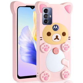 STSNano Kawaii for Motorola Moto G Pure/Moto G Play(2023)/G Power(2022) 6.5" 3D Cute Cartoon Bear Phone Cases Fashion Cool Fun Funny Bear Soft TPU Silicone Covers for Women Girls Kids,Pk