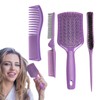 Hairdressing Comb Set - Purple Massage Comb with Teeth Design