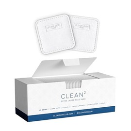 Clean Skin Club Clean² Pads 2.0 [New & Improved Edges] Lint Free Tear-Resistant Face Pads, Triple Layer, Textured & Soft Side, Organic Disposable Cotton for Makeup Removal