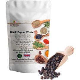Spices&Herbsuk Black Peppercorns (250g) – Premium Quality Whole Black Peppercorns for Improved Metabolism – Organic Black Peppercorns Promotes Absorption of Nutrients Used in Various Meals