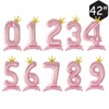 42 Inch Standing Pink Number 7 Balloons Wit Crown, 7th