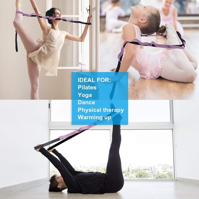 A AZURELIFE Premium Durable Stretch Straps with Loops, Stretching Strap