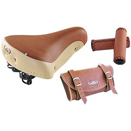 Tris Montegrappa(Cream/Honey + Honey): Vintage Saddle MOD. 08/F + Bag MOD 0016 + Grips