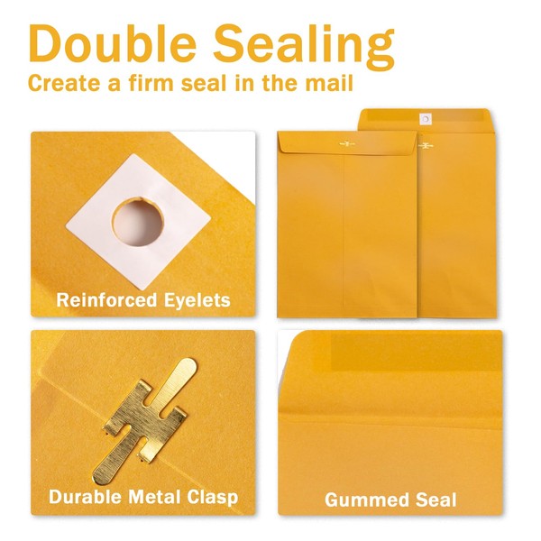Goefun Clasp Envelopes 9x12, 100 GSM Paper, 100 Pack Goefun