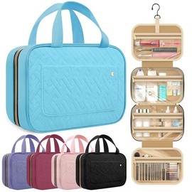 HOTOR Travel Toiletry Bag for Women with Hanging Hook - Waterproof Portable Cosmetic Case for  Trips and Weekend Getaways  makeup bag essentials,Gift,springtok:_rosewood pink_Medium