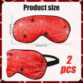 2pcs Spider Sleep Mask, Cute Red Kids Sleeping Eye Masks Soft Imitation Silk Blackout Eye Cover with Adjustable Head Strap for Boys Girls Travel Party Sleeping Supplies