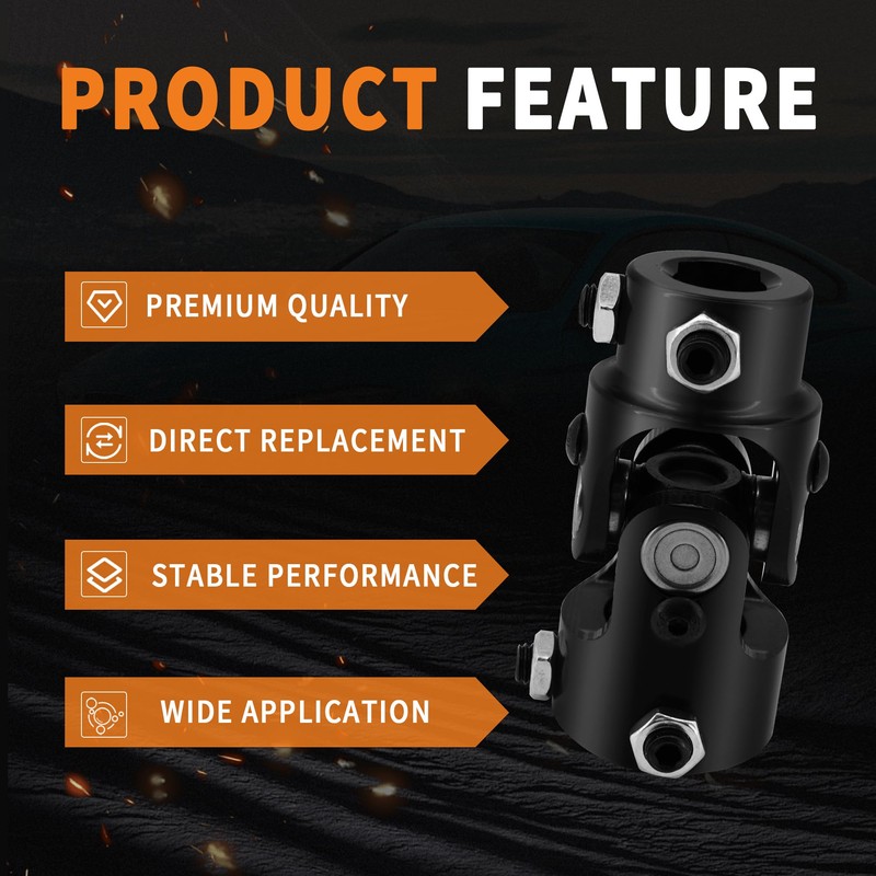 GLOCRORET 1" Round x 3/4" DD Black Steering U-Joint Shaft