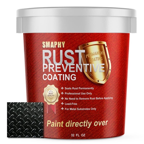 SMAPHY 2-in-1 Rust Converter & Metal Primer Semi-Gloss Black, Rust