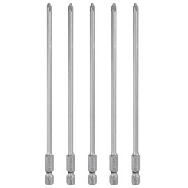 HARFINGTON 5pcs #1 Phillips Screwdriver Bit PH1 1/4" Hex Shank 6" (150mm) Long Magnetic S2 Steel Industrial Grade Screw Driver Bit Cross Head Electric Drill Bits 0.157" (4mm) Rod