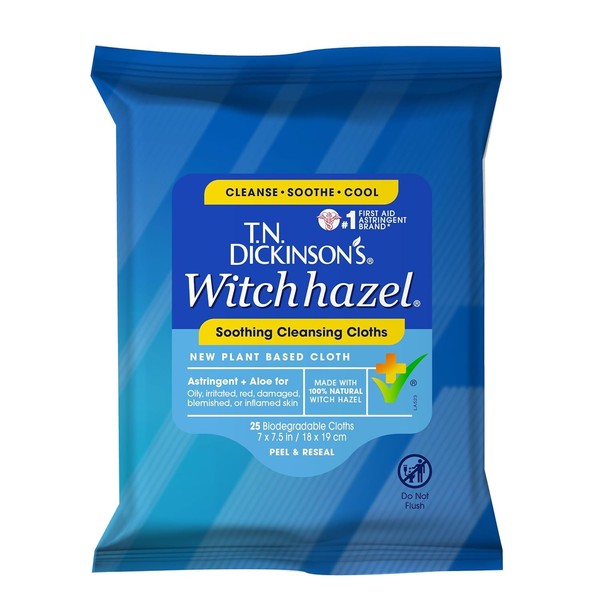 T.N. Dickinson's Witch Hazel Cleansing Cloths, 25 Cloths (Pack of 3)