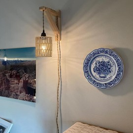 Haptufer Boho Shades Replacement 5.9In Height Pendant Sconce Shade Cylinder Woven Lampshade