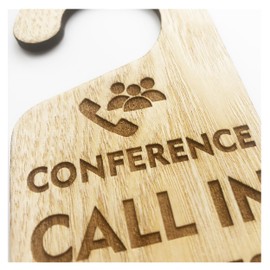 Conference Call In Progress Please Do Not Enter Disturb Office Door Wooden Hanging Sign Meeting Notice
