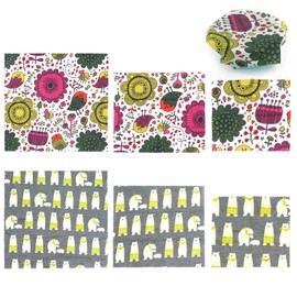 Beowanzk Organic Beeswax Food Wrap,Set of 6 Wax Wraps Food Reusable,Bee Wax Paper Sheets,Biodegradable Cling Film,Beewax Wrapping Storage for Cheese,Sandwich,Bread,Beeswax Cloth