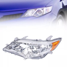 SEANESZTI Headlights Assembly Fit For 2012 2013 2014 Toyota Camry Headlamps Assembly Front Headlight Clear Lens White Shell, Halogen Front left Driver Side