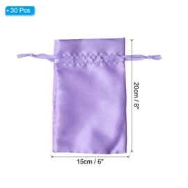 PATIKIL Satin Bags with Drawstring, 30 Pack 6x8 Inch Wedding Favor Bags Mini Gift Packaging Bags for Birthday Christmas Jewelry Party, Light Purple